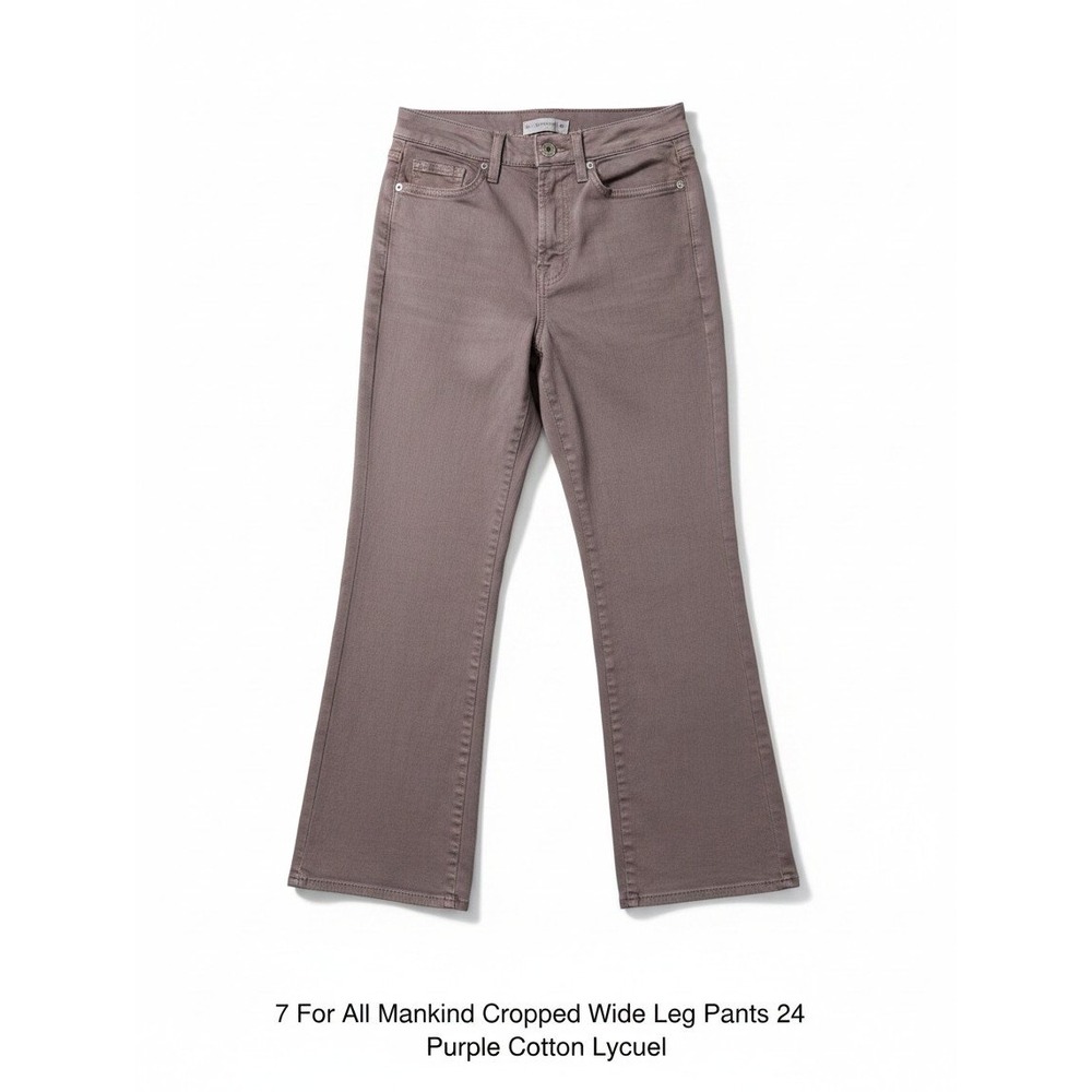 7 For All Mankind Cropped Wide Leg Pants 24 Purple Cotton Lyocell 95492 B19